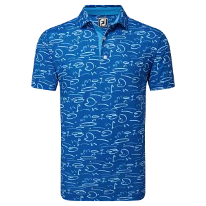 2024 FootJoy Men's Golf Course Doodle Polo - Deep Blue