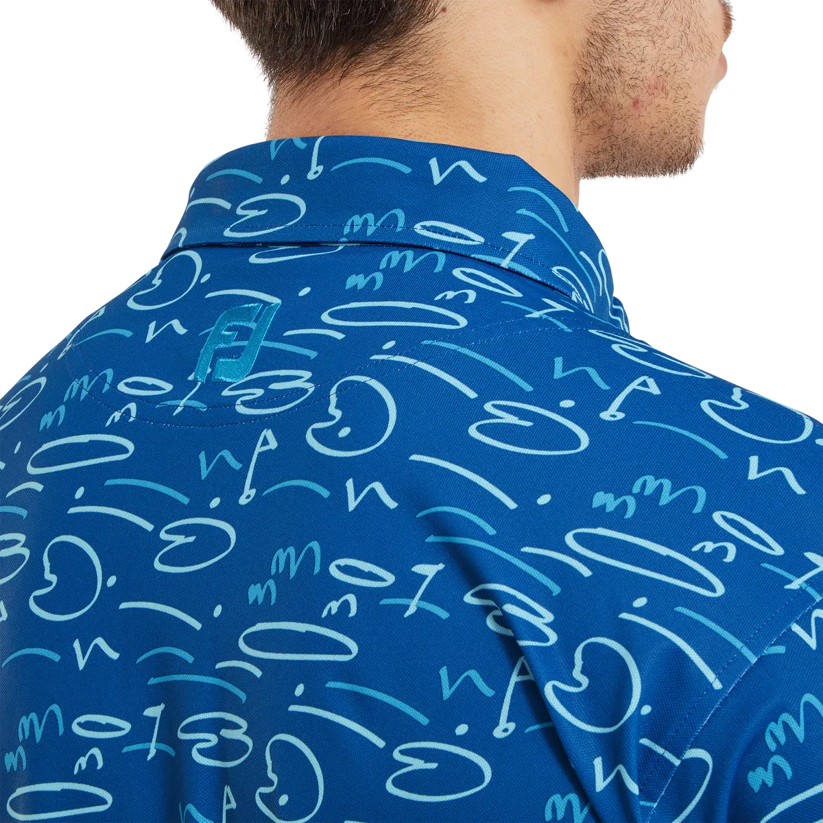 2024 FootJoy Men's Golf Course Doodle Polo - Deep Blue