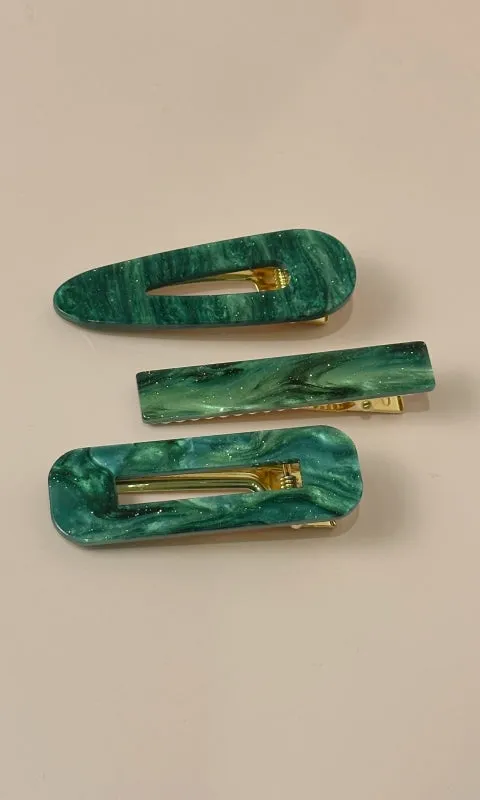 Acrylic Hair Clip Trio Set