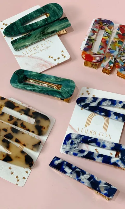 Acrylic Hair Clip Trio Set