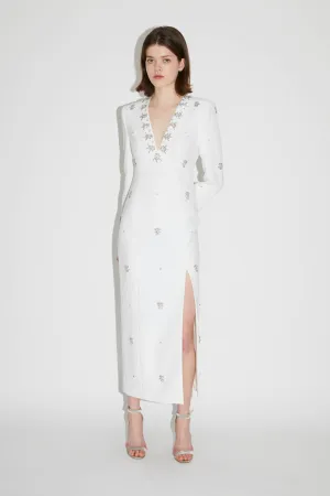 AURORE DRESS PURE WHITE EMBELLISHED CREPE