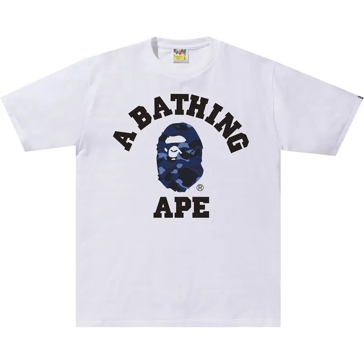 BAPE Color Camo College Tee 'White/Navy', White