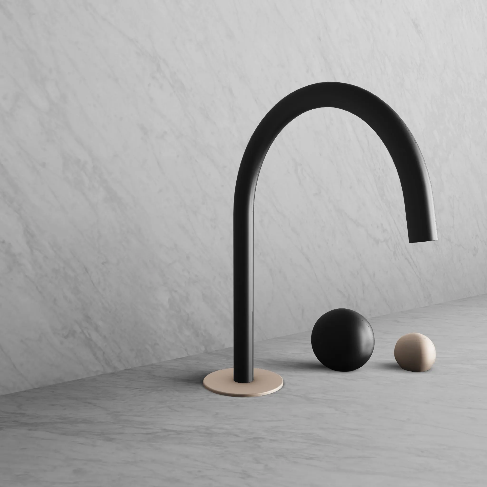 BARiL B35-8100-00L-KH Wall-Mounted Lavatory Faucet Spout With Deck Mounted Handles