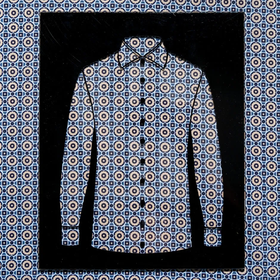 Beige Geometric Printed Blue Pure Cotton