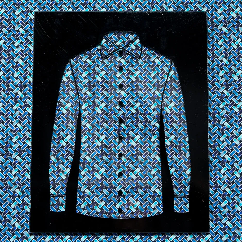 Blue Geometric Printed Pure Cotton
