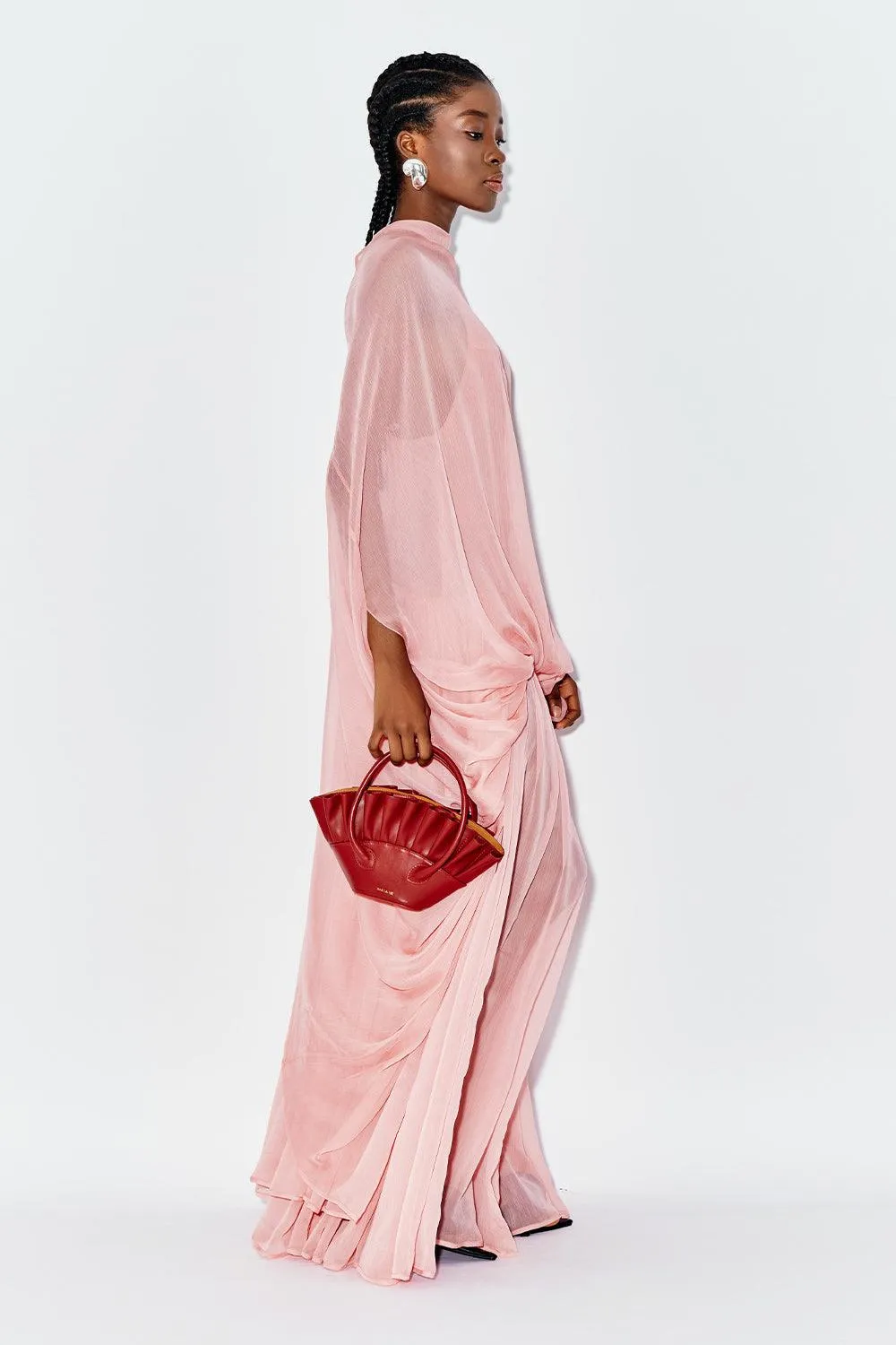 Carnation Blouson Gathered Chiffon Maxi Dress