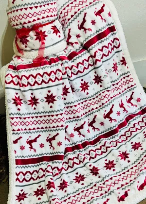 Christmas Flannel Sherpa Throw Blanket