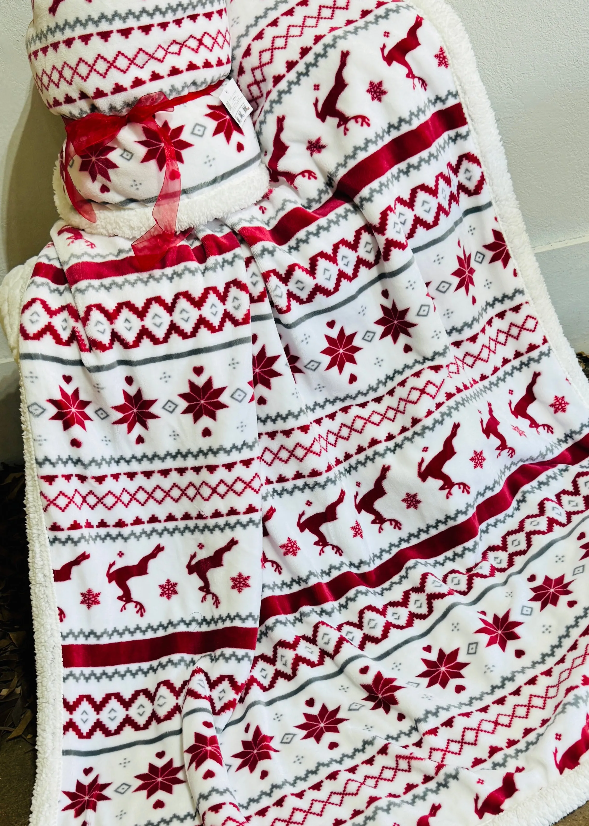 Christmas Flannel Sherpa Throw Blanket