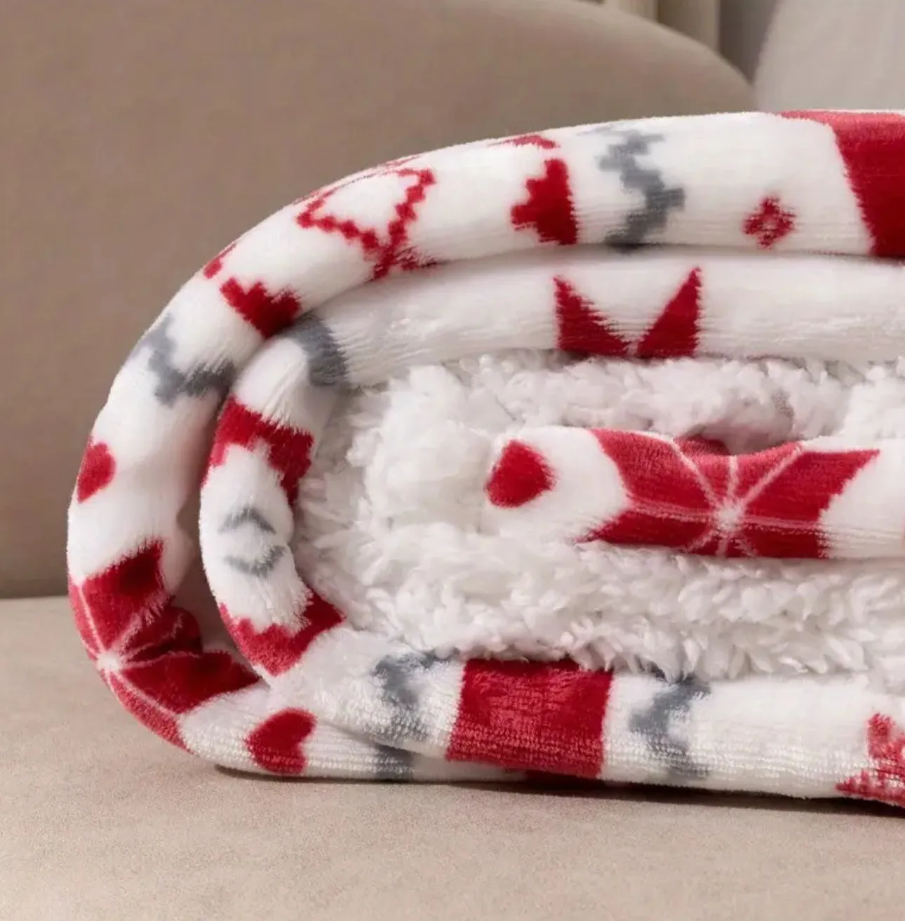 Christmas Flannel Sherpa Throw Blanket
