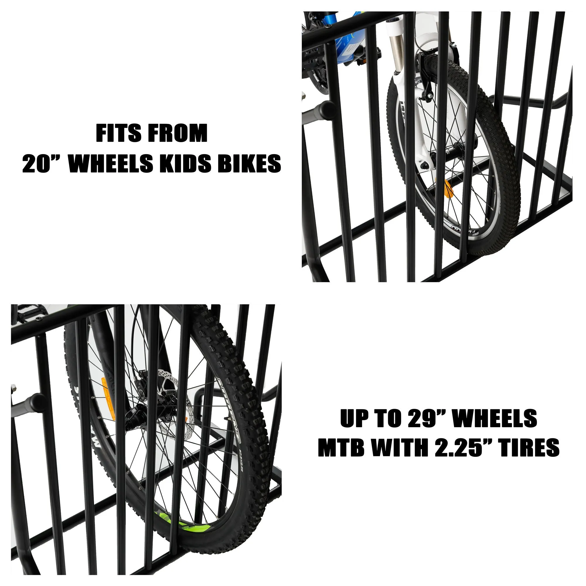 CyclingDeal 3 to 6 Bike Floor Parking Rack with Storage Hooks Hangers - for Parking Road, Mountain, Kids or Hybrids Bikes Bicycles in Garage or Home Organiser