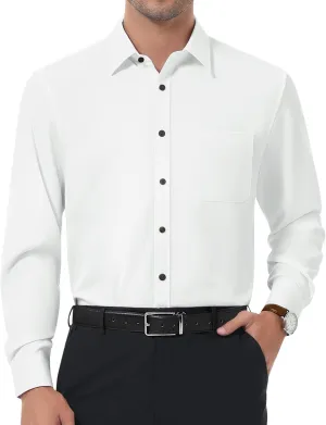 DEMEANOR Dress Shirts for Men Long Sleeve Slim Fit Button Down Formal Shirt Business Casual Collar Shirts with Pocket