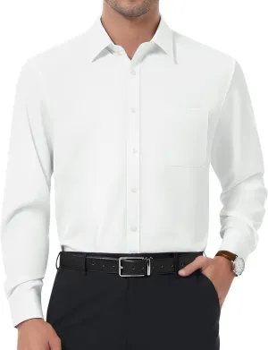 DEMEANOR Dress Shirts for Men Long Sleeve Slim Fit Button Down Formal Shirt Business Casual Collar Shirts with Pocket
