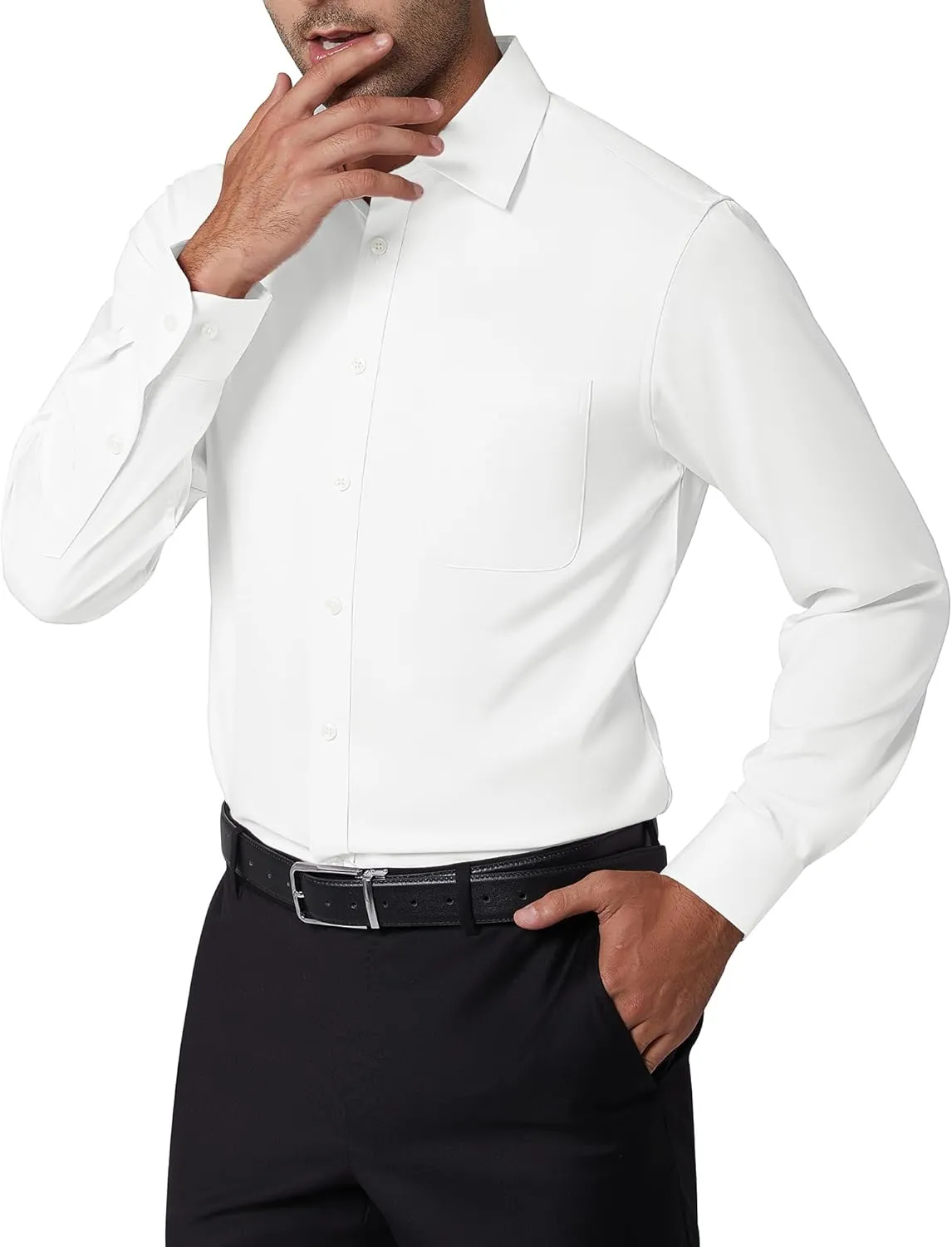 DEMEANOR Dress Shirts for Men Long Sleeve Slim Fit Button Down Formal Shirt Business Casual Collar Shirts with Pocket