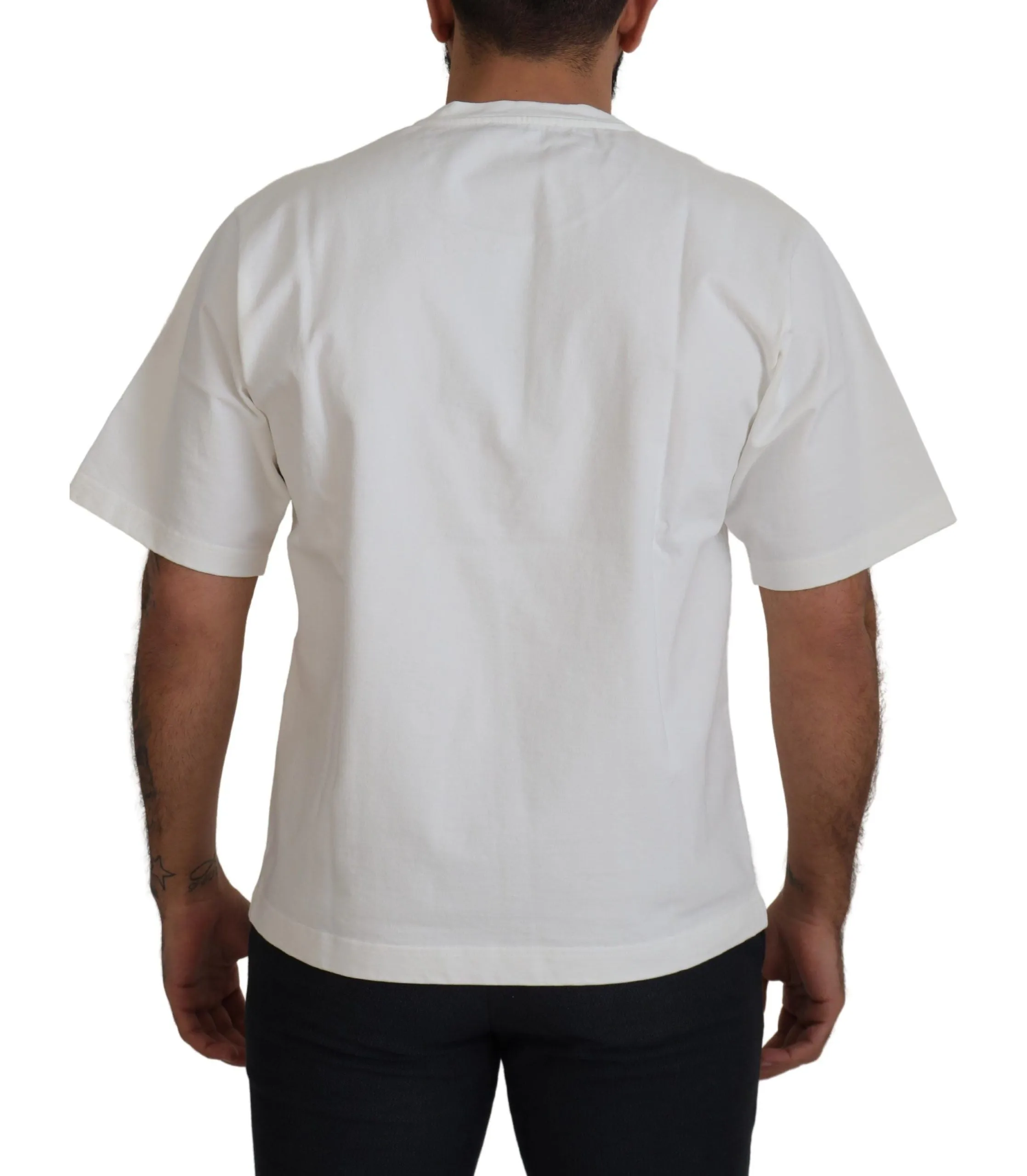 Dolce & Gabbana Elegant White Heart Roses Crewneck Tee