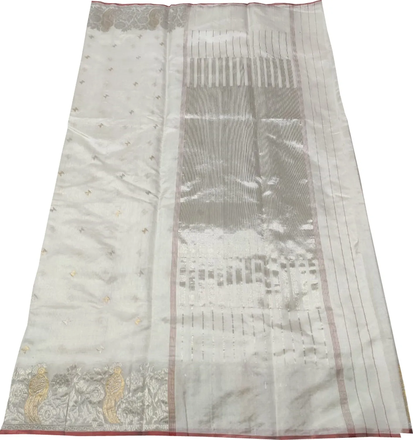 Elegant Off White Chanderi Handloom Silk Saree