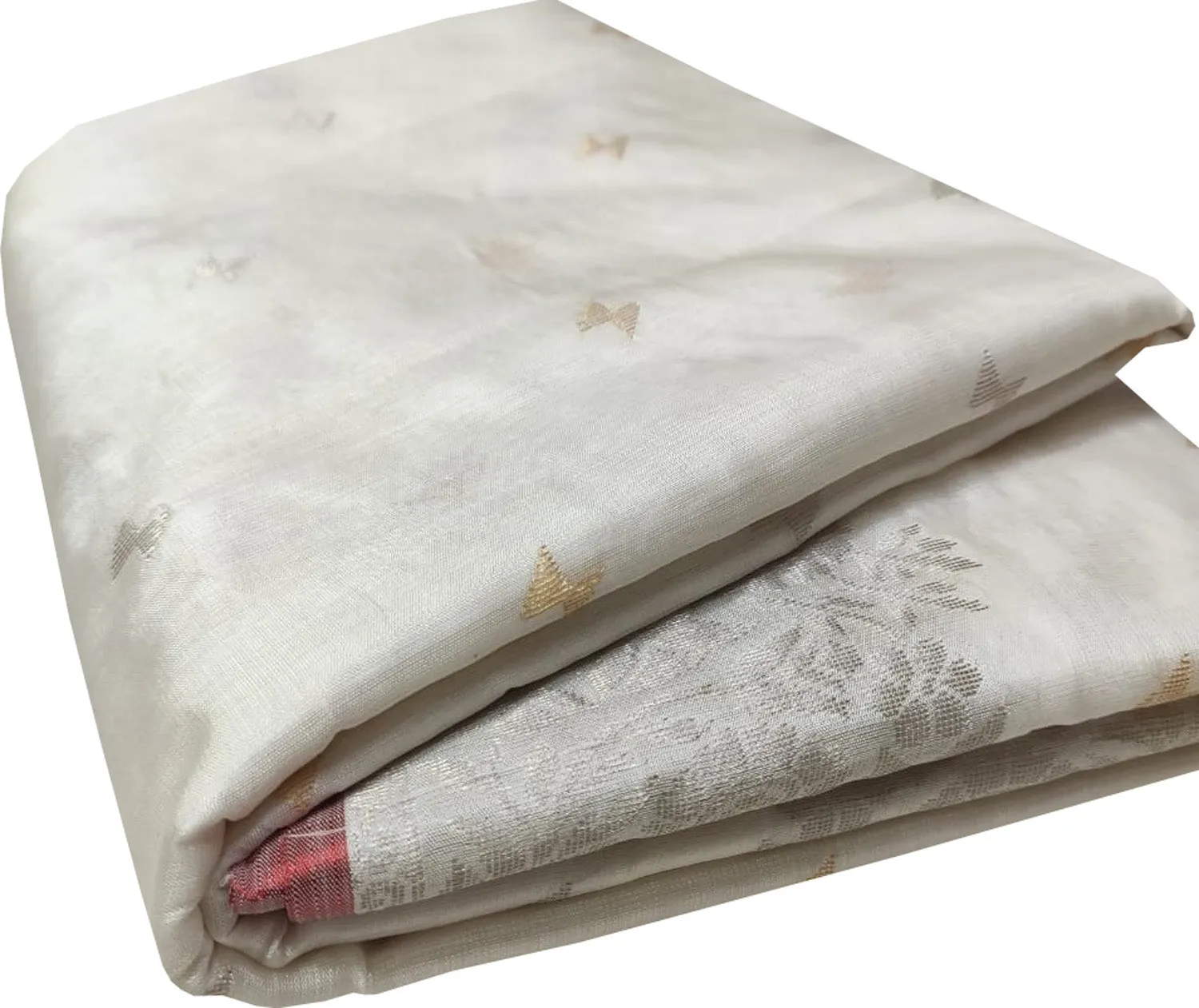 Elegant Off White Chanderi Handloom Silk Saree