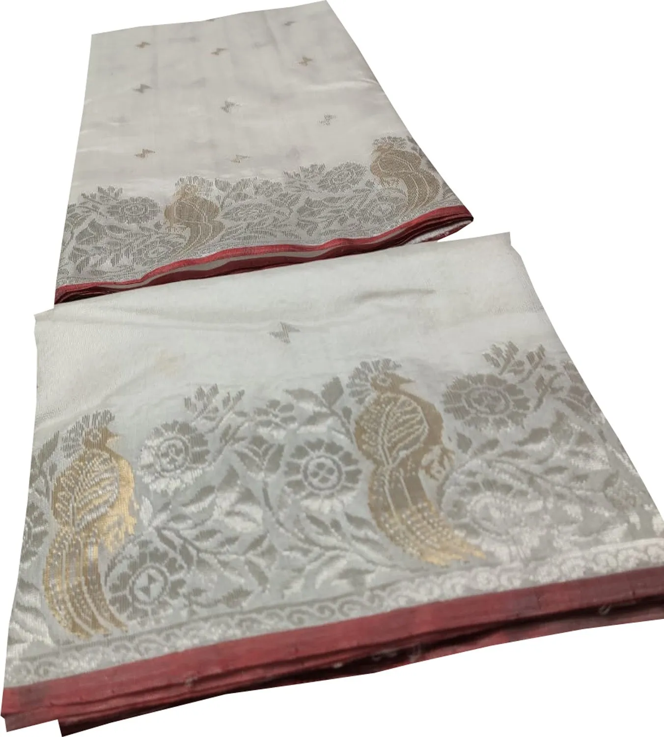 Elegant Off White Chanderi Handloom Silk Saree