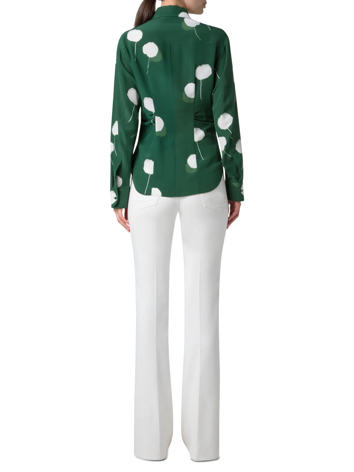 Fitted Silk Blouse with Dandelion Print