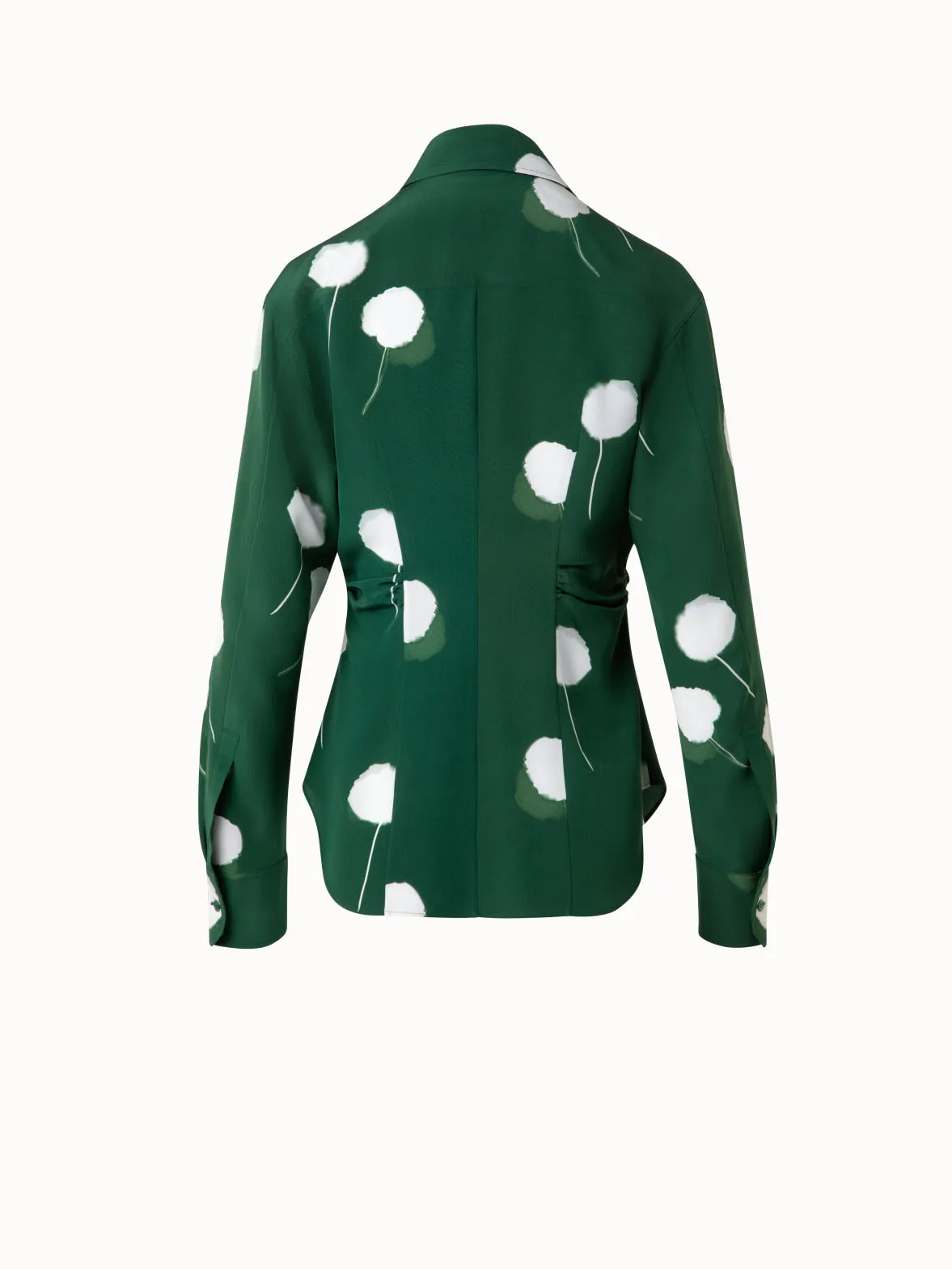 Fitted Silk Blouse with Dandelion Print