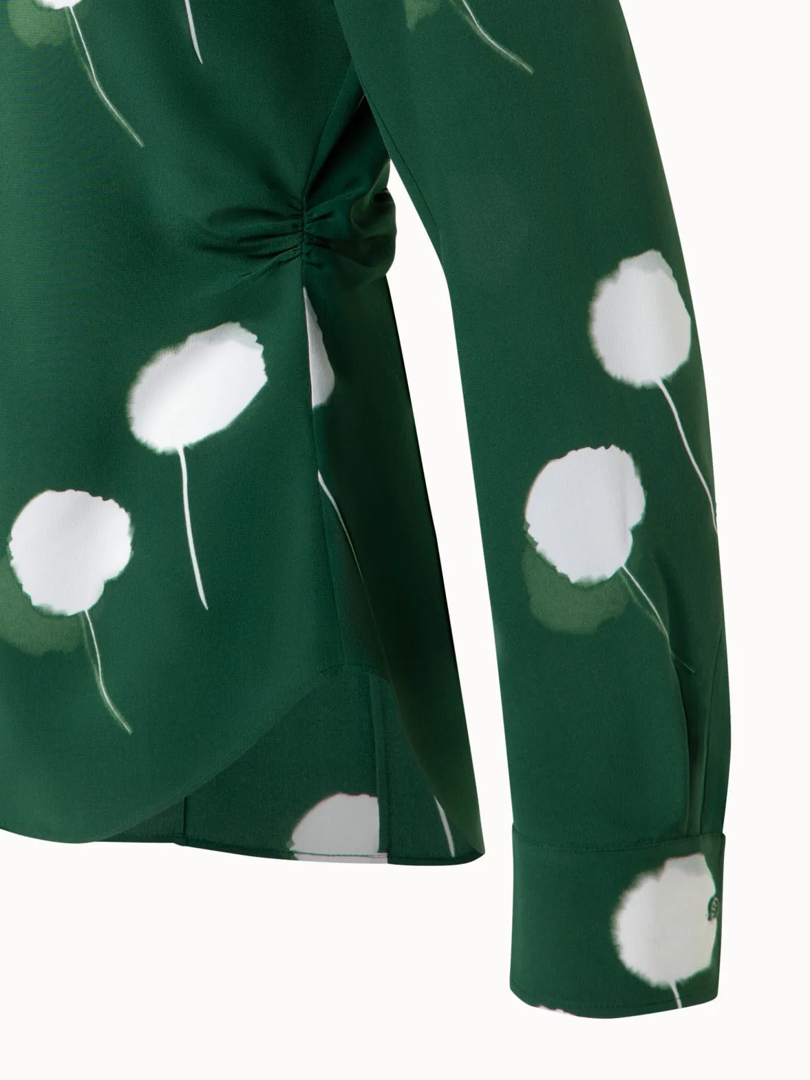 Fitted Silk Blouse with Dandelion Print