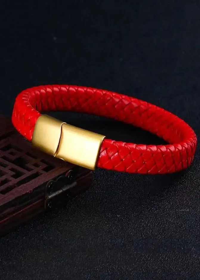 Handwoven Pure Red Dragon Scale Patterned Koi Bracelet ML1335