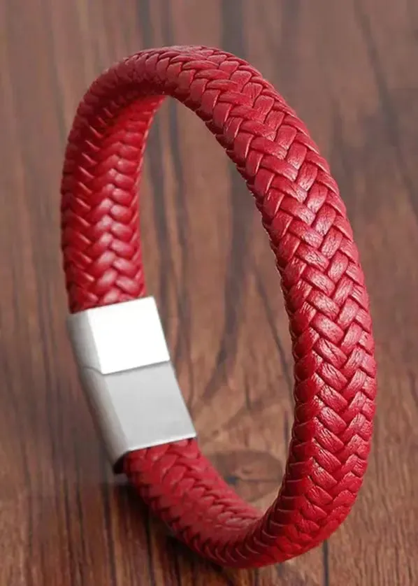 Handwoven Pure Red Dragon Scale Patterned Koi Bracelet ML1335