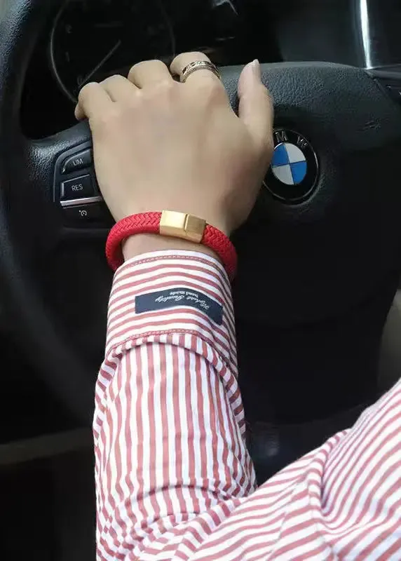 Handwoven Pure Red Dragon Scale Patterned Koi Bracelet ML1335
