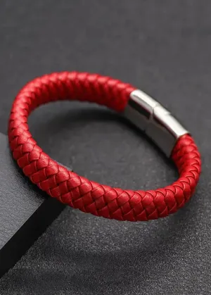 Handwoven Pure Red Dragon Scale Patterned Koi Bracelet ML1335