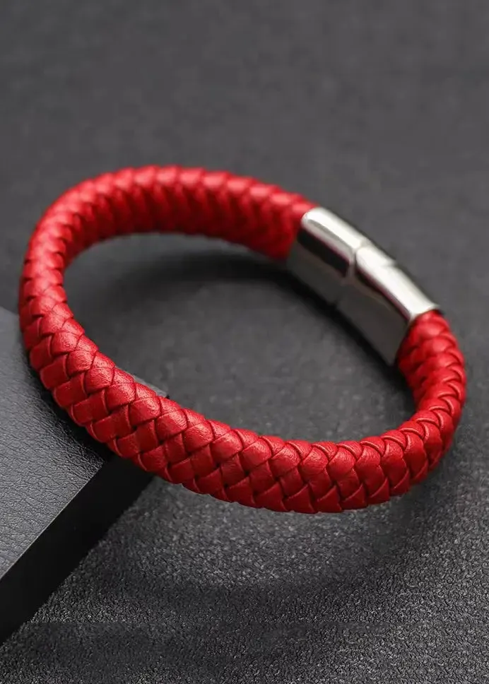 Handwoven Pure Red Dragon Scale Patterned Koi Bracelet ML1335