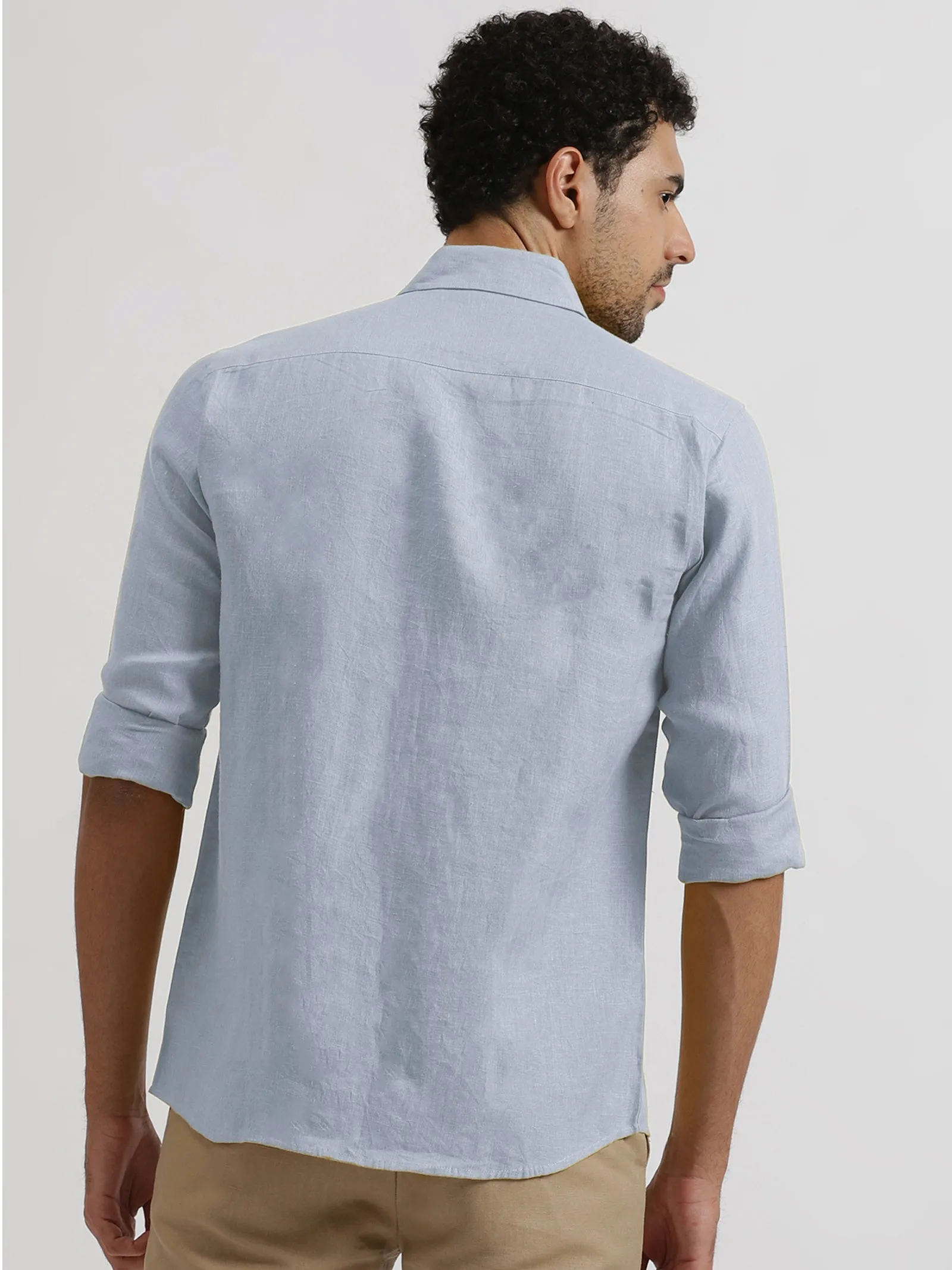 Harvey - Pure Linen Full Sleeve Shirt - Shutter Blue