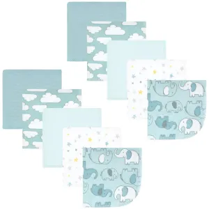 Hudson Baby Flannel Cotton Washcloths, Boy New Elephant 10Pk
