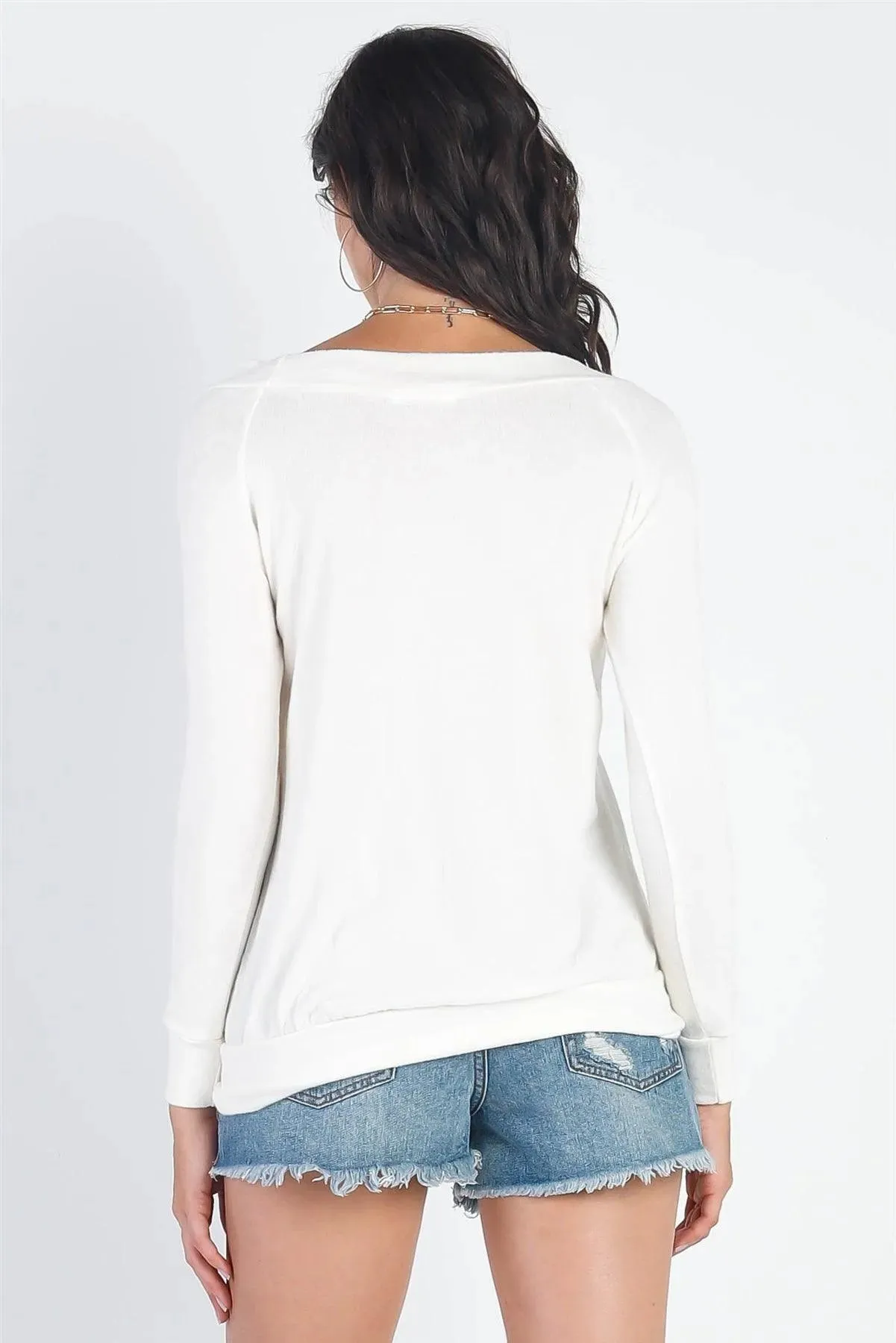 Ivory Soft Flannel Long Sleeve Top