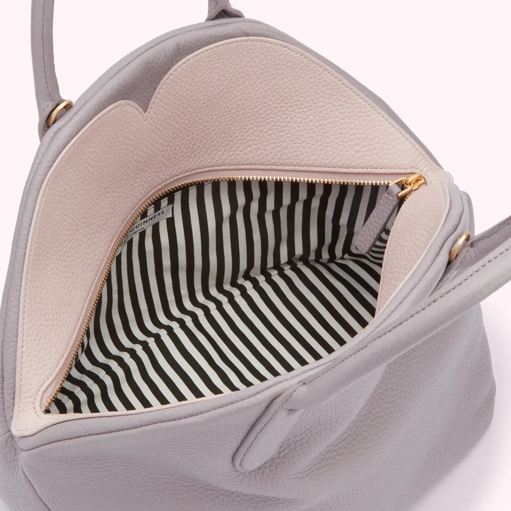 LAVENDER GREY GRAINY LEATHER LARGE VALENTINA
