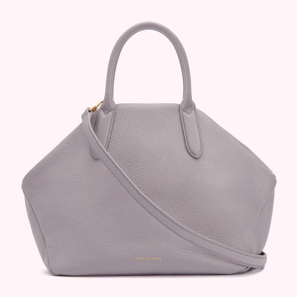 LAVENDER GREY GRAINY LEATHER LARGE VALENTINA