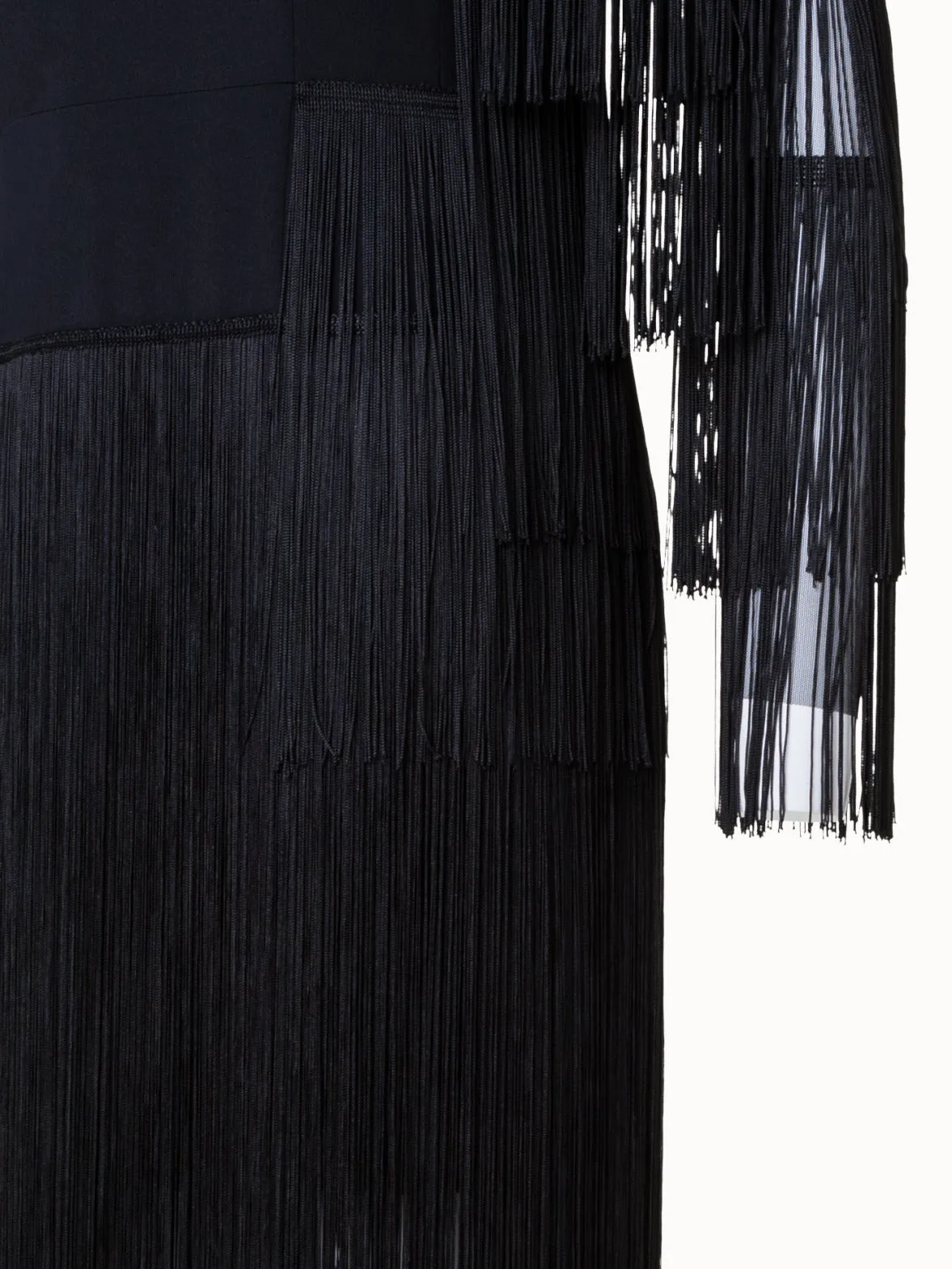 Long Silk Evening Dress with Fringes