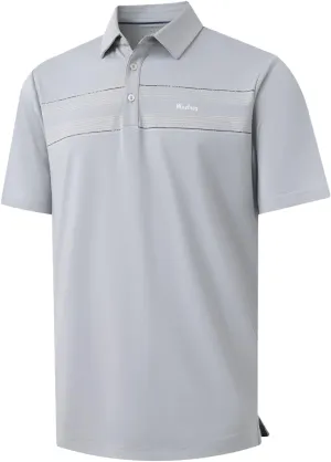 M MAELREG Golf Shirts for Men Quick Dry Short Sleeve Casual Stylish Moisture Wicking Chest Print Collared Mens Polo Shirts