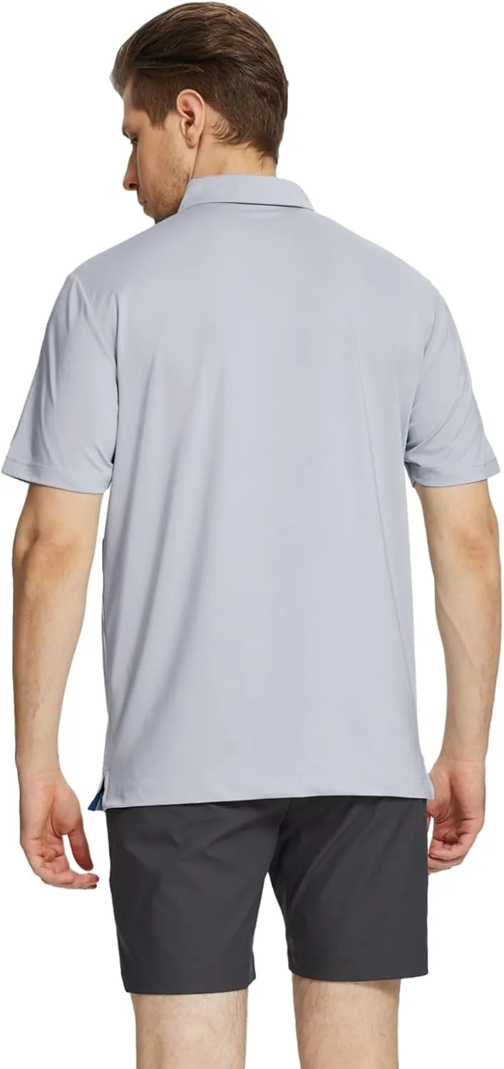 M MAELREG Golf Shirts for Men Quick Dry Short Sleeve Casual Stylish Moisture Wicking Chest Print Collared Mens Polo Shirts