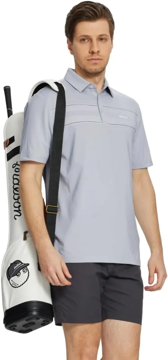 M MAELREG Golf Shirts for Men Quick Dry Short Sleeve Casual Stylish Moisture Wicking Chest Print Collared Mens Polo Shirts