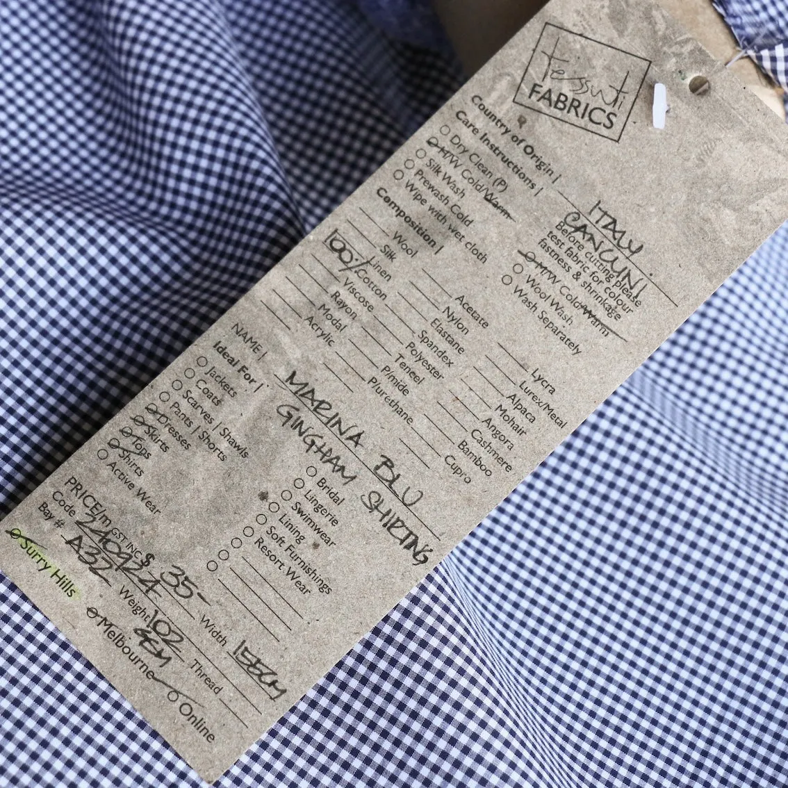 Marina Blu Gingham Shirting