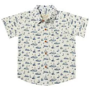 Me & Henry Maui Printed Shirts | Navy Boats