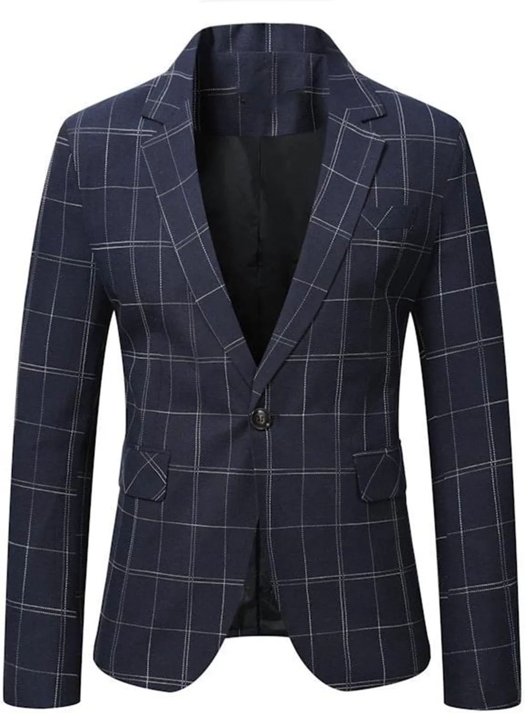 Men's Checked Blazer Notch Lapel Checked One Button Homecoming Jacket
