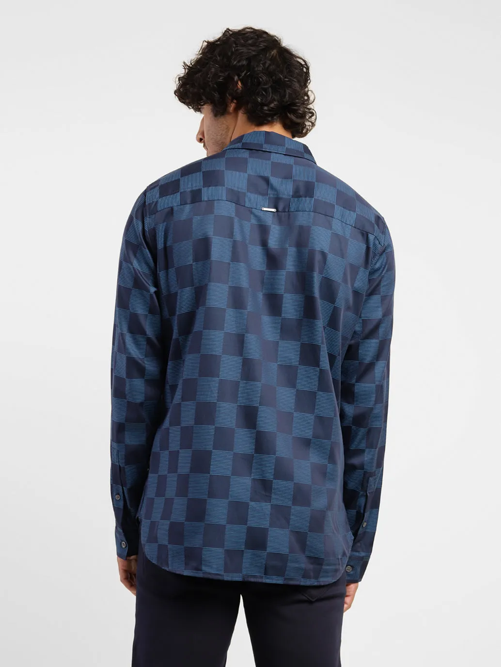 Men's Checkered Slim Fit Shirt Blue