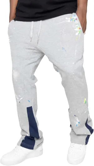 Mens Stacked Flared Jogger Sweatpants Patchwork Casual Y2K Wide Leg Track Pants Hippie Printed Bell Bottom Pants
