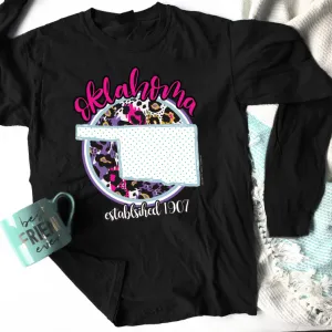 OKLAHOMA 2021: State & Circle Colorful Leopard (LONGSLEEVE)
