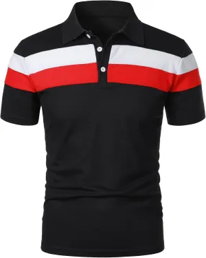 Oymyakon Men's Short Sleeve Polo Shirts Color Block Golf Shirts Summer Fashion Casual Lapel T Shirt