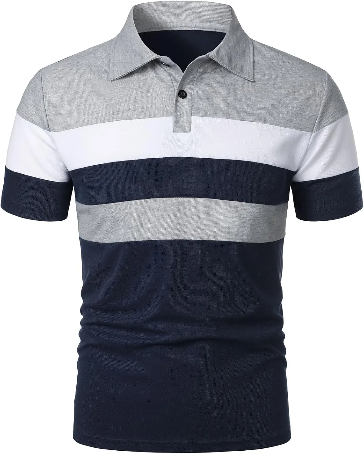 Oymyakon Men's Short Sleeve Polo Shirts Color Block Golf Shirts Summer Fashion Casual Lapel T Shirt