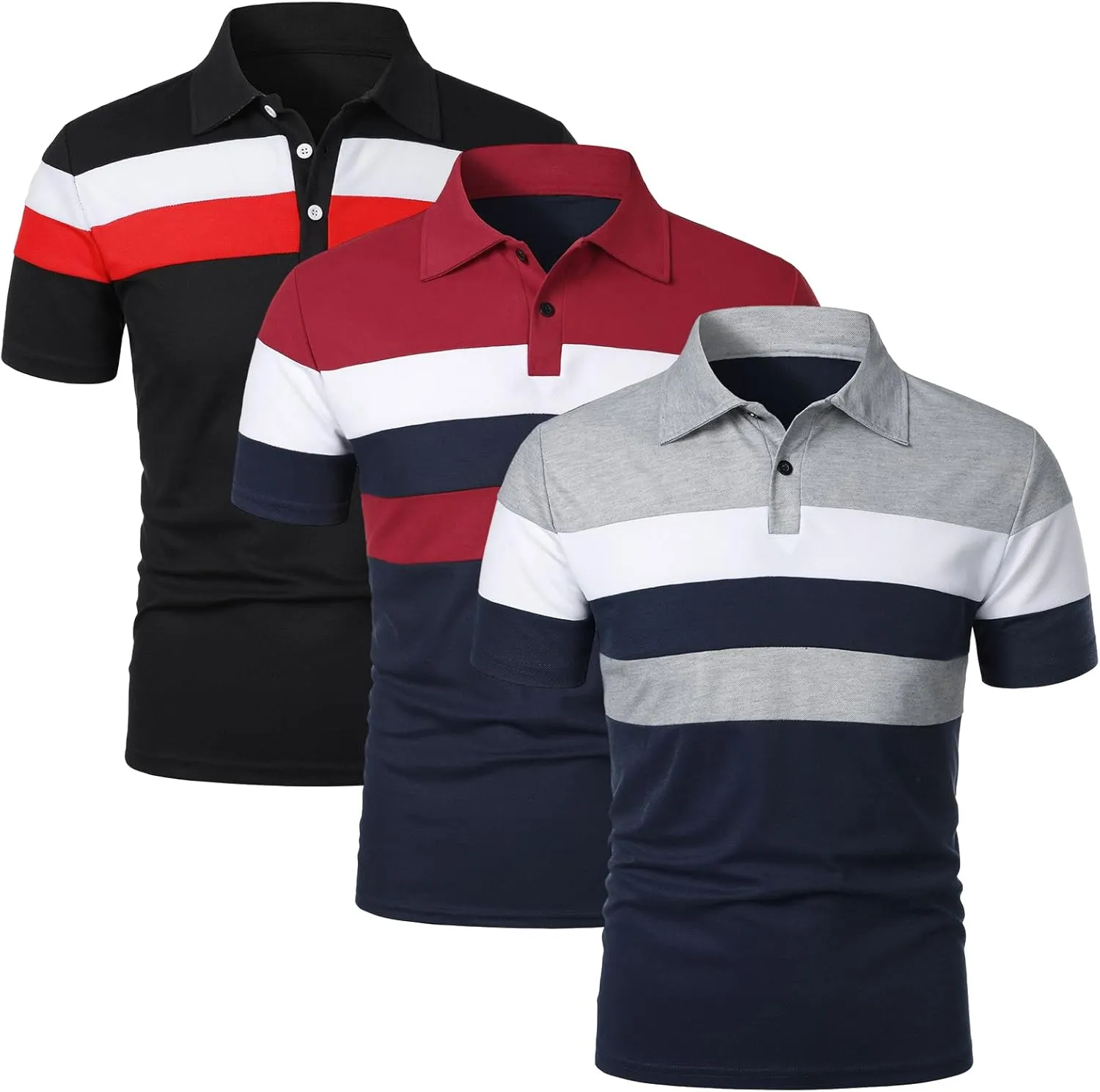 Oymyakon Men's Short Sleeve Polo Shirts Color Block Golf Shirts Summer Fashion Casual Lapel T Shirt