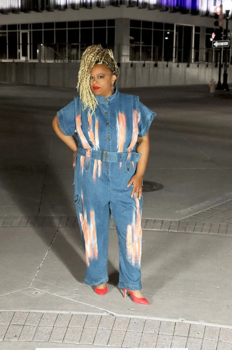 Painted Denim Jumpsuit