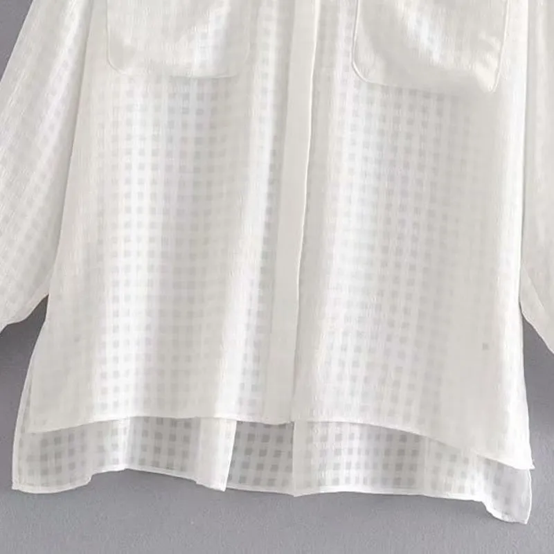 Plaid Blouse Women Batwing Long