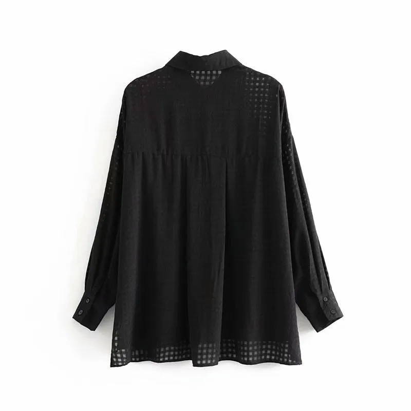 Plaid Blouse Women Batwing Long